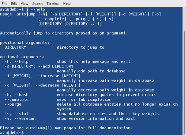 Autojump Help và Options
