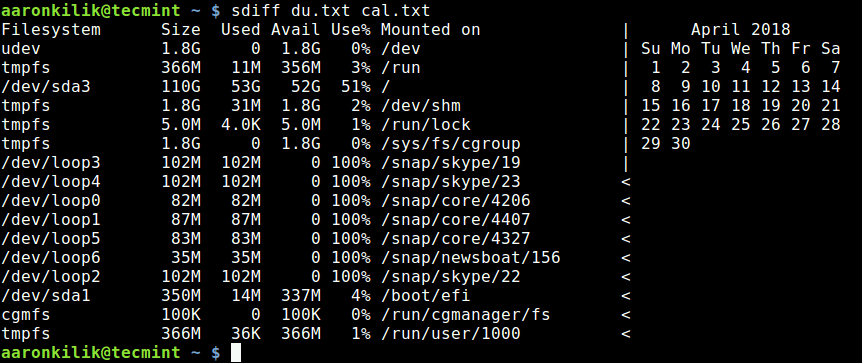 So sánh sự khác biệt giữa các tệp tin trong Linux