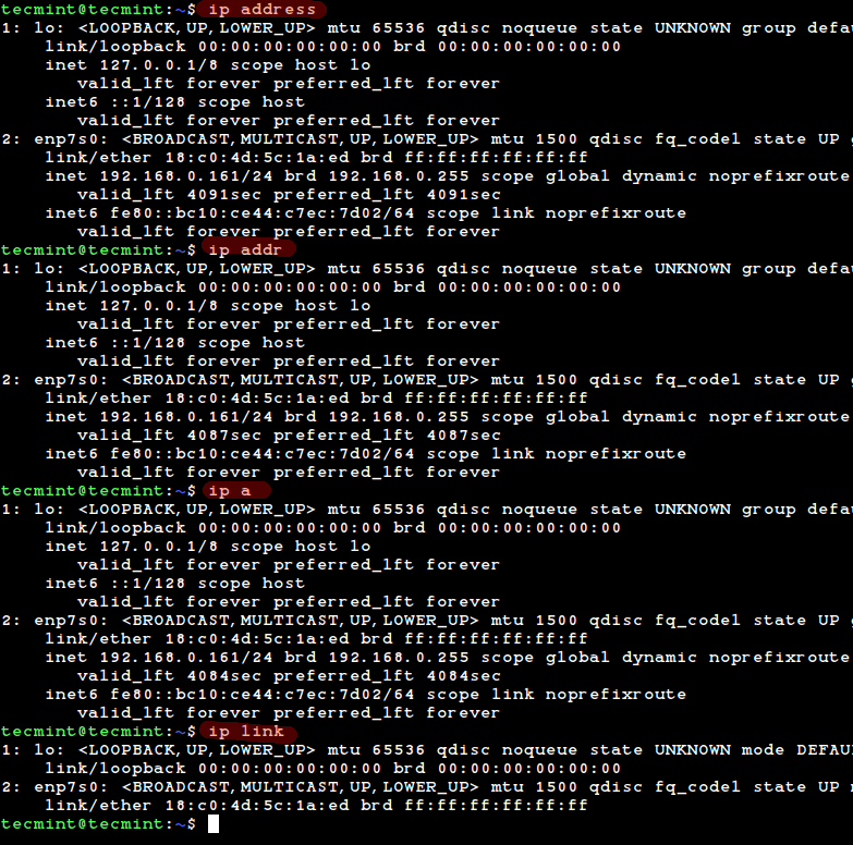 Kiểm tra địa chỉ IP trong Linux