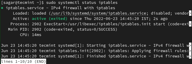 Kiểm tra trạng thái IPTables