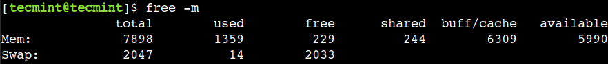 Kiểm tra sử dụng bộ nhớ Linux