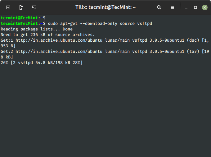 Tải xuống mã nguồn gói trong Ubuntu