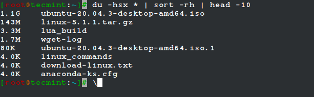Tìm tệp sử dụng nhiều không gian đĩa nhất trong Linux