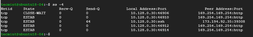 Tìm các kết nối socket IPv4 trên Linux