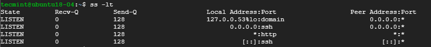 Liệt kê tất cả các kết nối TCP đang nghe trên Linux