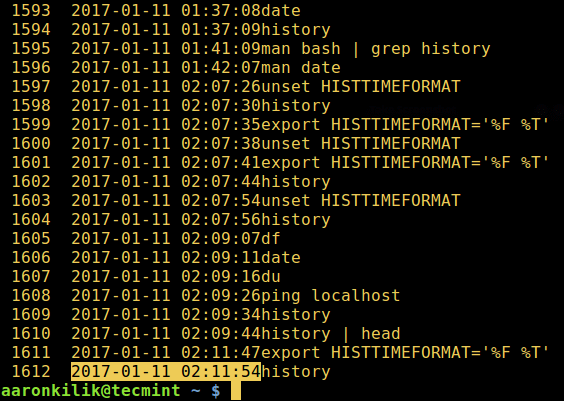Hiển Thị Lịch Sử Lệnh Linux với Ngày và Giờ