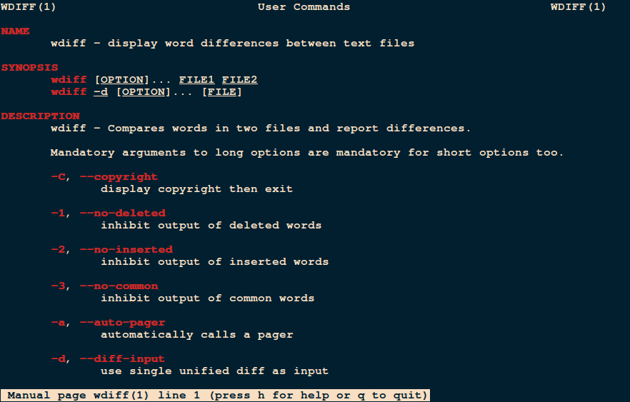 wdiff So sánh hai tệp tin trong Linux